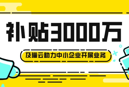 补贴3000万！及猫云助力中小企业开展业务，领完为止！